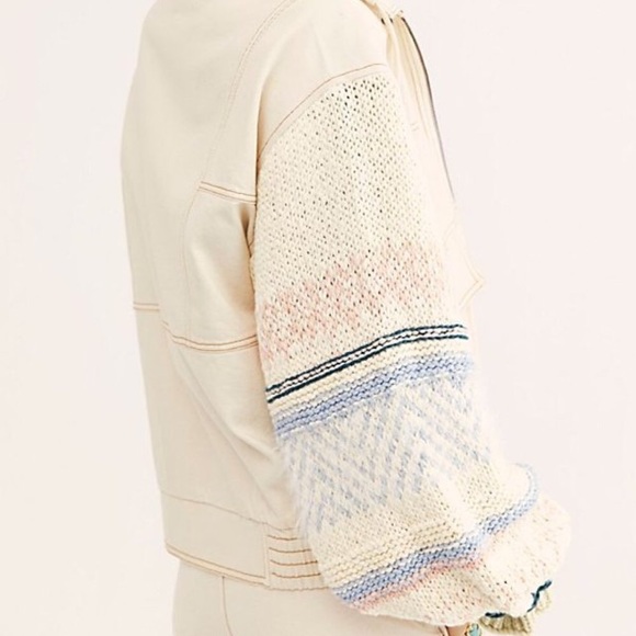 NWOT Free People Loose Thoughts Ivory Denim Jacket - Picture 2 of 15